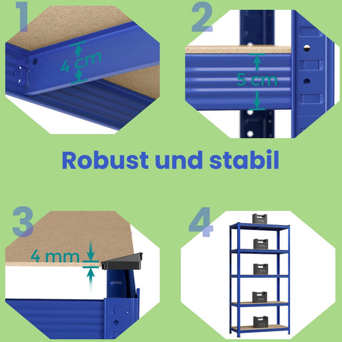 Rootz Heavy-Duty Steel Shelf - Storage Shelf - Organizer Rack - 650kg Capacity - Versatile & Flexible - 150 x 75 x 30 cm