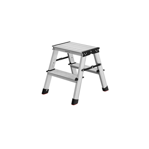Rootz 2 Step Ladder - Aluminum Alloy Step Stool - Folding Step Stool - Non-Slip Steps - 45cm x 35.5cm x 38cm