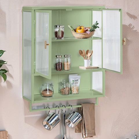 Rootz Modern Wall Cabinet - Glass Display - 2-Door Storage - Space-Saving Design - 60x23x78cm