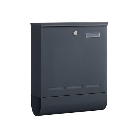 Rootz Anthracite Steel Mailbox - Letterbox - Postbox - Powder-coated Steel - Weather-resistant - Easy to Install - Secure Locking System - 35cm x 12cm x 42.5cm