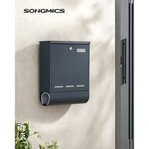 Rootz Anthracite Steel Mailbox - Letterbox - Postbox - Powder-coated Steel - Weather-resistant - Easy to Install - Secure Locking System - 35cm x 12cm x 42.5cm