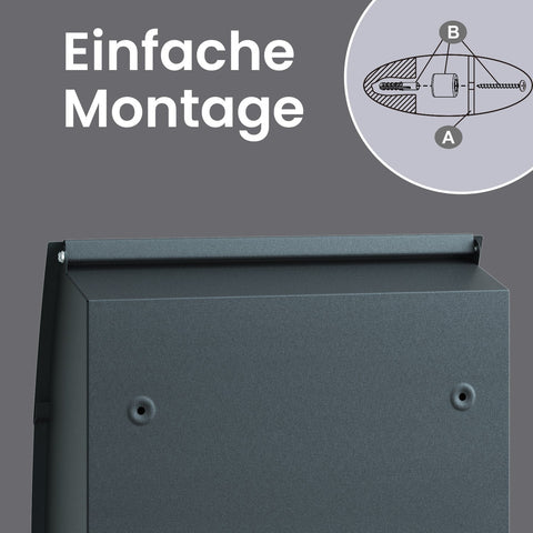 Rootz Wall Letter Box - Lockable Mailbox - Viewing Window - Weather-Resistant - 32cm x 10cm x 45cm