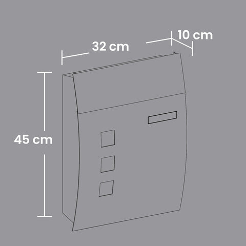 Rootz Wall Letter Box - Lockable Mailbox - Viewing Window - Weather-Resistant - 32cm x 10cm x 45cm