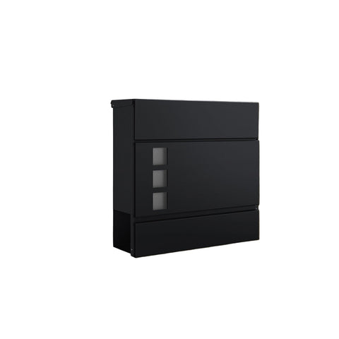 Rootz Black Mailbox - Letterbox - Postbox - Weather Resistant Protection - Galvanized Steel - 37 x 10.5 x 37 cm
