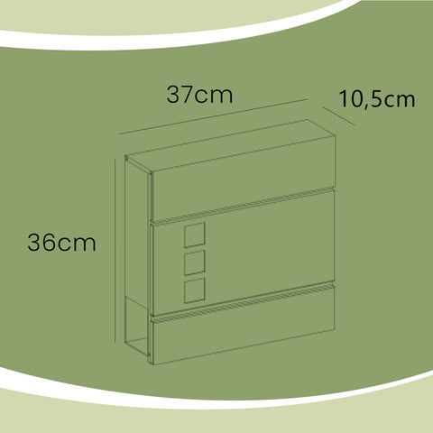 Rootz Black Mailbox - Letterbox - Postbox - Weather Resistant Protection - Galvanized Steel - 37 x 10.5 x 37 cm