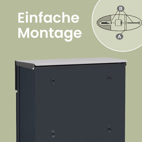 Rootz Mailbox - Letter Holder - Mail Shelter - Weather Protection - Stainless Steel - 37cm x 10.5cm x 37cm - Silver Anthracite