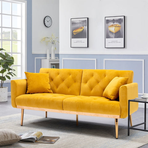 Rootz Velvet-Look 3-Seater Sofa - Sleeper Sofa - Sofa Bed - Multi-Position Backrest - 161.97cm x 77.97cm x 79.98cm