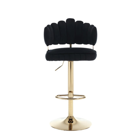 Rootz Adjustable Bar Stools - Retro Seating - Velvet Chairs - Ergonomic Comfort - 48cm x 45.5cm x 92-114cm