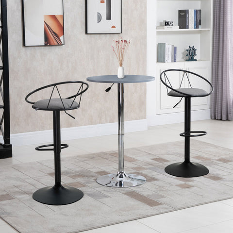 Rootz 2 Piece Set Bar Stools - Height Adjustable - Swivel Seats - Comfortable Design - 51cm x 46cm x 78-100cm