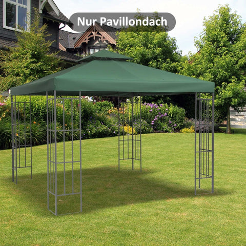 Rootz Replacement Roof for Metal Gazebo - Garden Pavilion Roof - Party Tent Canopy - UV Protection - Weather-Resistant - 3x3m - Dark Green Polyester