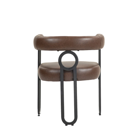 Rootz Set of 2 PU Leather Dining Chairs - Round Back - Modern Stylish - Luxurious Comfort - 60cm x 47cm x 72cm