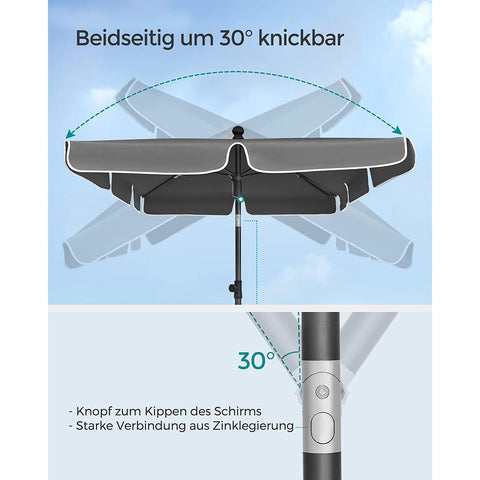 Rootz Steel Framed Parasol - Sun Umbrella - Outdoor Sunshade - 160g Polyester - Adjustable Height - 175-245cm - 230cm x 150cm