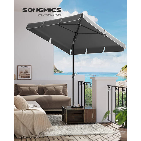 Rootz Steel Framed Parasol - Sun Umbrella - Outdoor Sunshade - 160g Polyester - Adjustable Height - 175-245cm - 230cm x 150cm