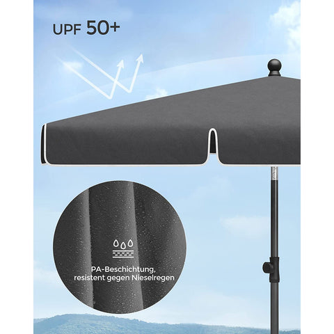 Rootz Steel Framed Parasol - Sun Umbrella - Outdoor Sunshade - 160g Polyester - Adjustable Height - 175-245cm - 230cm x 150cm