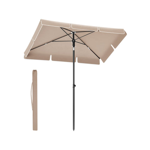 Rootz Parasol - Balcony Umbrella - Sunshade - UPF 50+ Protection - 230 x 150cm - Brown - Steel Frame & Polyester Fabric
