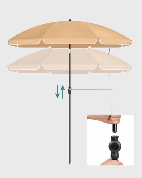 Rootz Beach Parasol - Sunshade - UV Protection Canopy - Adjusts to Sun Angles - 1.8m Diameter x 2.3m Height