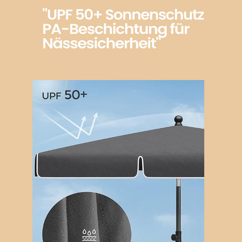 Rootz Parasol - Balcony Screen - Sunshade Umbrella - UPF 50+ Protection - 180 x 125 cm - Portable & Adjustable