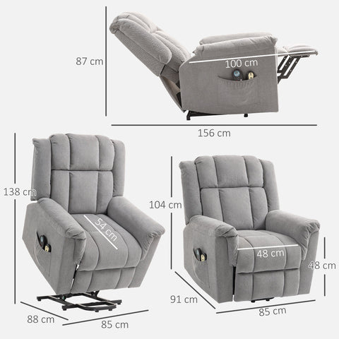 Rootz Powerlift Massage Chair - Heat Function Recliner - Upholstered Armchair - Enhances Circulation - 85cm x 91cm x 104cm