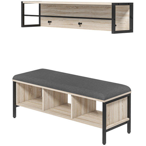 Rootz 2-in-1 Entrance Furniture Set - Shoe Storage Bench - Coat Rack Organizer - Durable Storage Solution - 100x35x45 cm Bench, 100x20x24 cm Rack