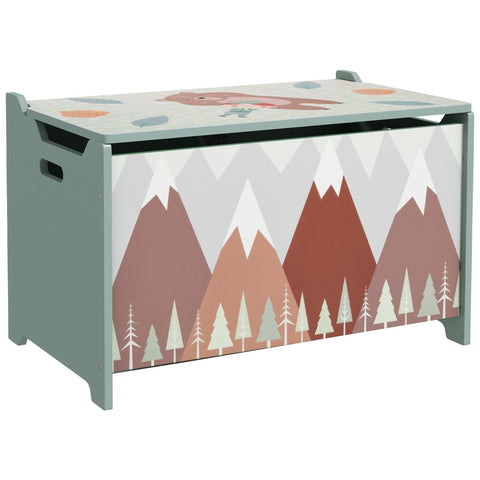 Rootz Storage Box Toy Chest - Toy Organizer - Kids Storage - Safety Hinge - 60L x 37W x 39H cm - Cute Green Animal Design