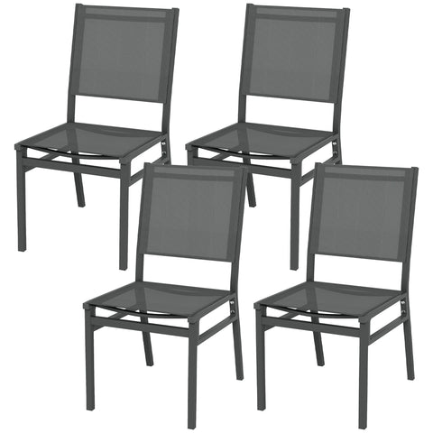 Rootz Set of 4 Aluminum Garden Chairs - Outdoor Chairs - Patio Seats - Comfort & Style - 44.5W x 60D x 87H cm
