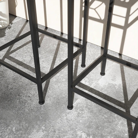 Rootz Bloemenstandaards - Set van 3 - Rond Stapelbaar - Rotan Effect - Metalen Poten - Binnen Buiten - Metaal - Zwart - Goud - 28L x 28W x 66H cm