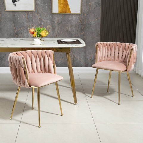 Rootz 2 Piece Luxury Velvet Dining Chairs - Modern Dining Chairs - Upholstered Chairs - Comfort & Style - 55.5L x 54W x 74H cm