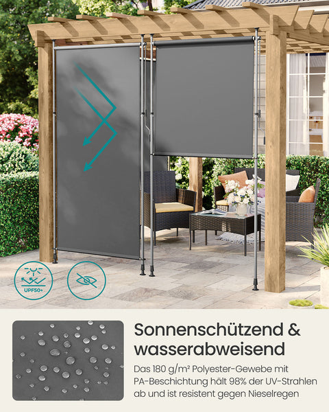 Rootz Sectionrecht Awnings - Adjustable Sun Shade - Anthracite Awning - UV Protection - 150 x (220-300) cm
