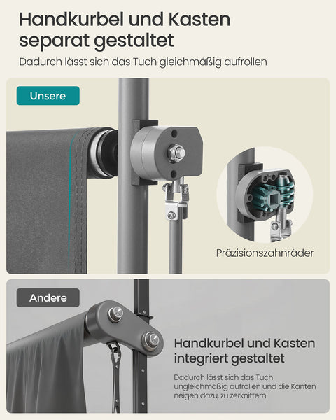 Rootz Sectionrecht Awnings - Adjustable Sun Shade - Anthracite Awning - UV Protection - 150 x (220-300) cm