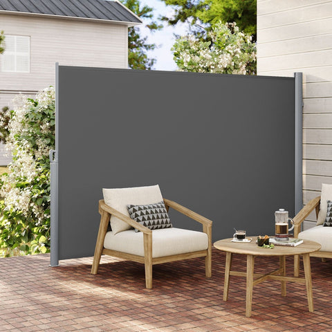 Rootz Privacybescherming Zijluifel - Terrasschaduw - Balkonscherm - Aluminiumlegering - UV-bescherming - Gebruik binnen en buiten - 160 cm x 400 cm