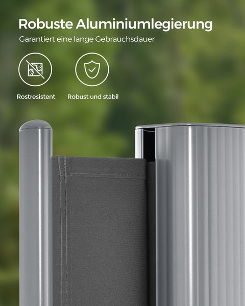 Rootz Privacybescherming Zijluifel - Terrasschaduw - Balkonscherm - Aluminiumlegering - UV-bescherming - Gebruik binnen en buiten - 160 cm x 400 cm