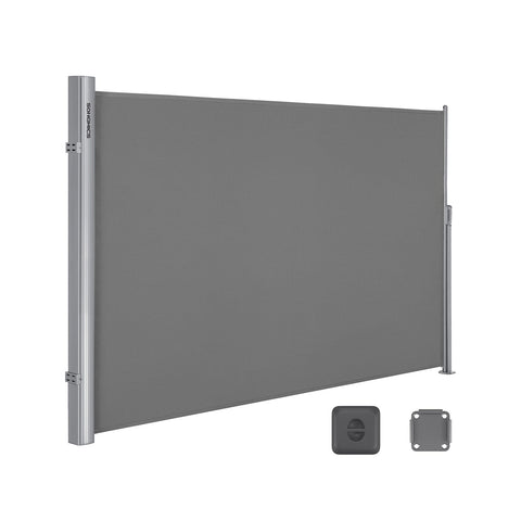Rootz Extendable Side Awning - Sunshade - Privacy Screen - Aluminum Alloy - 180cm x 400cm - Gray - UV Resistant - 11.3kg