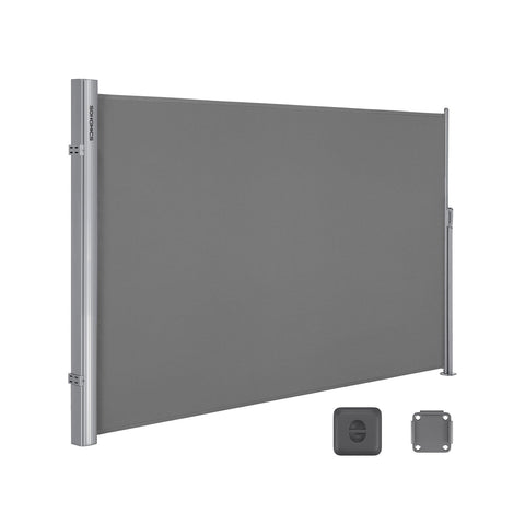 Rootz Grey Extendable Side Awning - Retractable Shade - Outdoor Barrier - Rust-Resistant - 1.8m x 3.5m