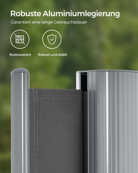 Rootz Side Awning - Privacy Screen - Outdoor Blind - Aluminum Alloy - 200cm x 300cm - Easy Assembly - Anthracite - 9kg