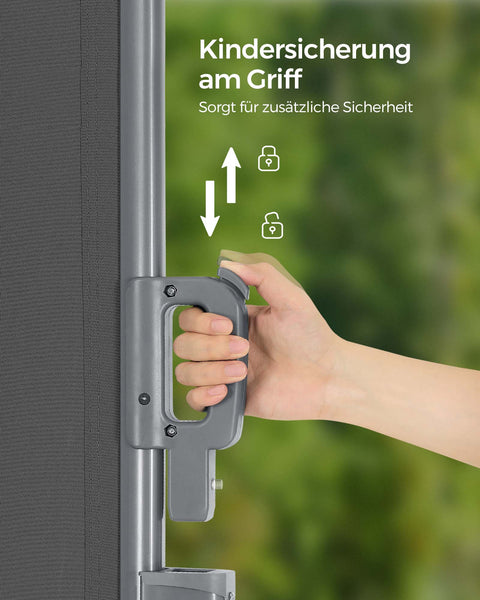 Rootz Side Awning - Privacy Screen - Outdoor Blind - Aluminum Alloy - 200cm x 300cm - Easy Assembly - Anthracite - 9kg