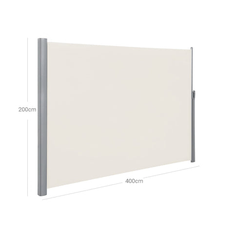 Rootz Side Awning - Privacy Screen - Sun Shade - Outdoor Privacy Protection - Indoor and Outdoor Use - 200cm x 400cm - Beige