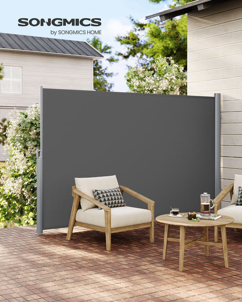 Rootz Side Awning Privacy Screen - Balcony Shade - Terrace Wind Protection - Easy Assembly - Aluminum Frame - Polyester Fabric - 160cm x 300cm x 200cm