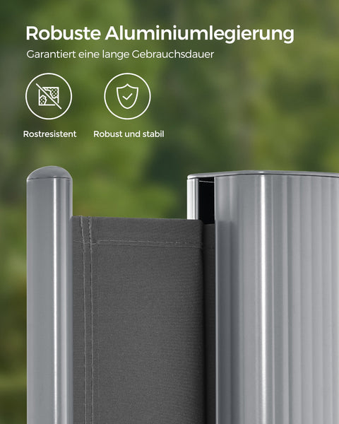 Rootz Side Awning Privacy Screen - Balcony Shade - Terrace Wind Protection - Easy Assembly - Aluminum Frame - Polyester Fabric - 160cm x 300cm x 200cm