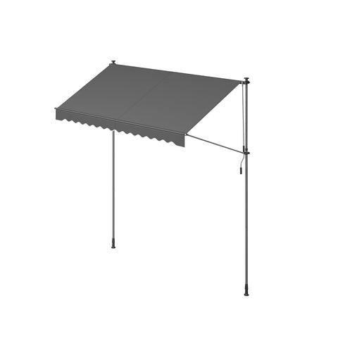 Rootz Clamp Awning - Manual Retractable - Patio Shade - Sun Protection - Powder-Coated Steel - 300x120cm - Anthracite