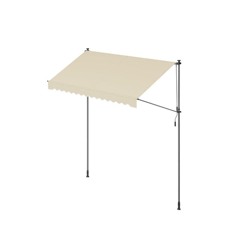 Rootz Clamp Awning - Manual Crank - Adjustable Sunshade - Easy Installation - Powder-Coated Steel - 300cm x 120cm x 220-300cm
