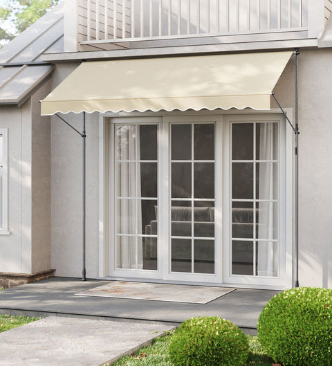 Rootz Clamp Awning - Manual Crank - Adjustable Sunshade - Easy Installation - Powder-Coated Steel - 300cm x 120cm x 220-300cm