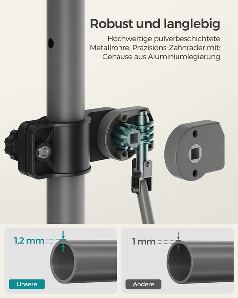 Rootz Clamp Awning with Crank - Beige Canopy - Retractable Shelter - UV Protection - 300cm x 120cm x 300cm