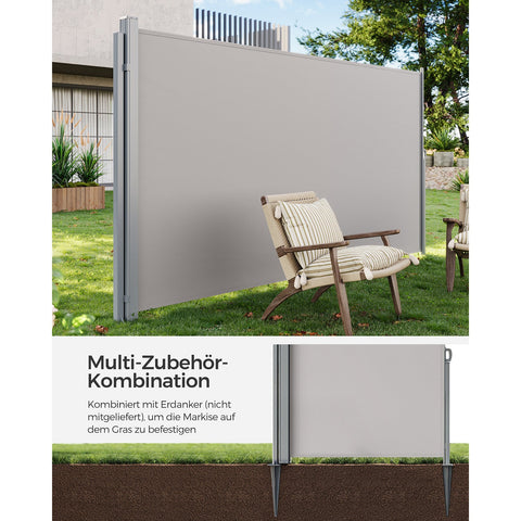 Rootz Grijze metalen zijluifelpaal - Buitenluifelpaal - Zonneschermstandaard - Gepoedercoat - Lichtgewicht - Eenvoudig te monteren - 11,5 cm x 11,5 cm x 152 cm