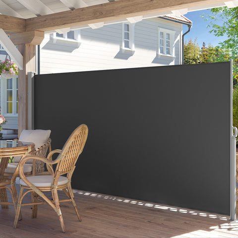 Rootz Zijluifel - Buitenluifel - Zonnescherm - Gepoedercoat staal - Polyesterstof - 160cm x 450cm - Antraciet