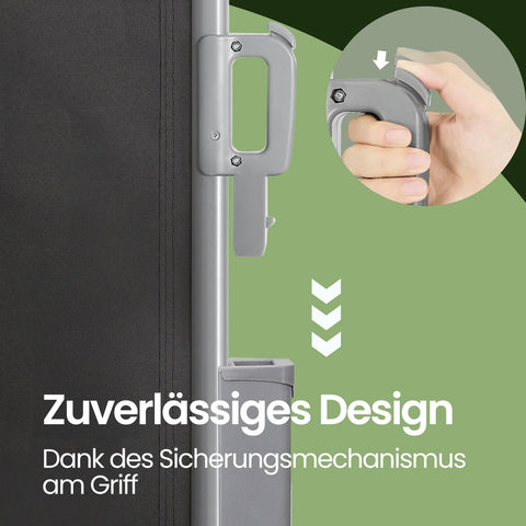 Rootz Extendable Side Awning - Rust Resistant - Retractable Canopy - Powder-Coated Steel - 300.1cm x 140.1cm