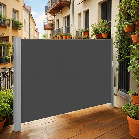 Rootz Side Awning - Retractable Sun Shade - Privacy Screen - Rust Resistant - 200cm x 300cm - Ideal for Outdoors & Poolside