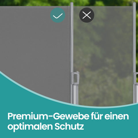 Rootz Aluminum Side Awning - Privacy Screen - Sun Shade - UV Protection - 200cm x 400cm - Ideal for Terrace & Balcony