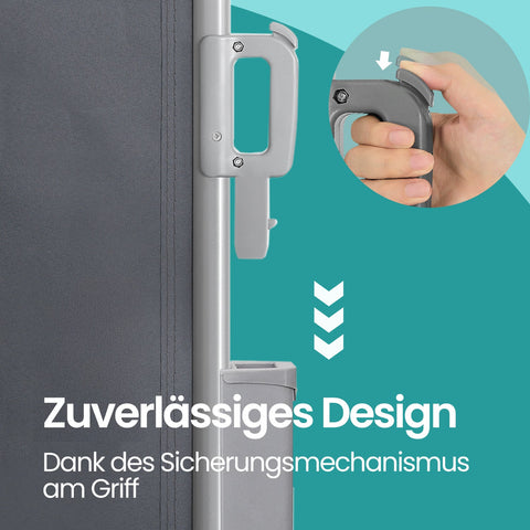 Rootz Aluminum Side Awning - Privacy Screen - Sun Shade - UV Protection - 200cm x 400cm - Ideal for Terrace & Balcony