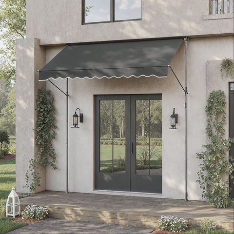 Rootz Clamp Awning - Balcony Awning - Height Adjustable - Weather Protection - 250cm x 120cm x 220-300cm