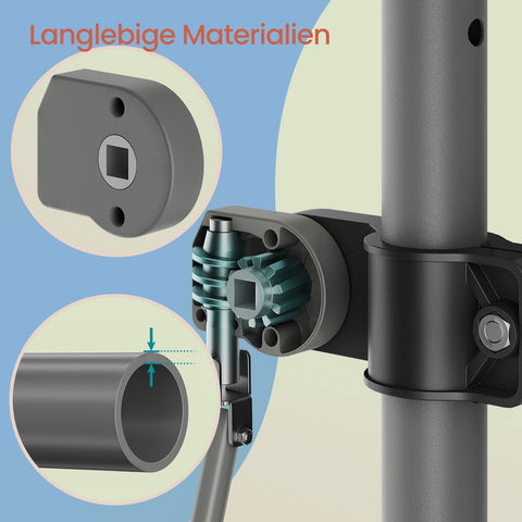 Rootz Clamp Awning - Balcony Awning - Height Adjustable - Powder-Coated Steel Protection - 300cm x 120cm x 220-300cm